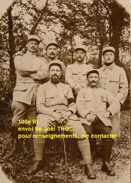 regiment100 4.jpg - Photo N° 4 : Photo de groupe de soldats du 100e régiment d'infanterie - 1914 1918 - Aucune info.