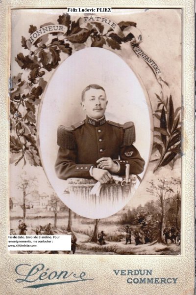 PLIEZ.jpg - Félix Ludovic PLIEZ du 106ème régiment d'infanterie - 30/5/1884 - 30/10/1914