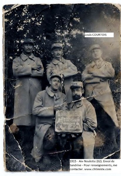 regiment119 27.JPG - Photo N° 27 : Au dos " Souvenir de guerre : Revenus à 5 sur 14 le 22 juin 1915, bataille d’Aix-Noulette, 119e régiment d'infanterie "