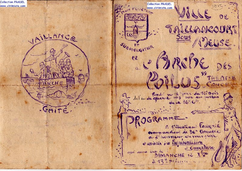 9.jpg - 9 : Programme de concert " L'arche des Poilus " le 23 janvier 1916.