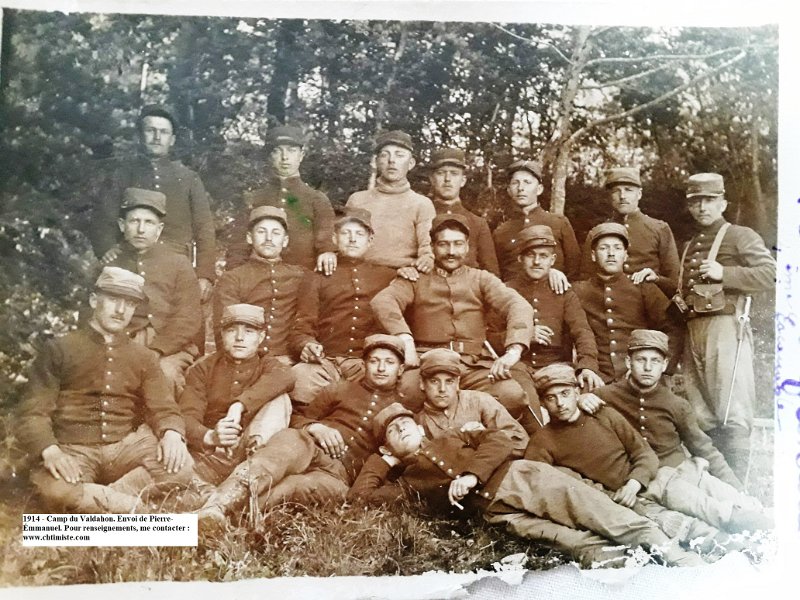 regiment23 36.jpg - Photo N° 35 : Au verso : " Souvenir du Valdahon - 1914 -  23éme régiment d'Infanterie, 4éme escouade ''