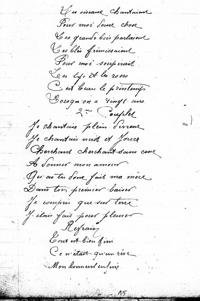 15.jpg - Cahier de chansons et de poèmes de Jean Marie DUCLOS du 68e régiment d’infanterie. Les lire ici :    http://www.chtimiste.com/carnets/Duclos/Duclos.htm