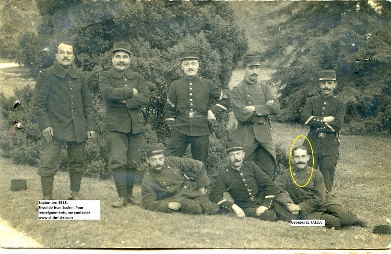 regiment70 12.jpg - Photo N° 12 : Photo prise en septembre 1913 lors d'une période d'exercice. Georges LE TALLEC est mort pour la France enoctobre 1914, son nom est sur le monument aux morts d'Arzon (56).