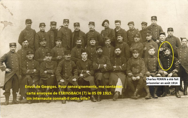 regiment79 11.jpg - Photo 11 : Cette photo a été prise au même endroit que les photos 7, 15 et 16 de la même série du 79ème régiment d'infanterie. Il s'agirait de prisonniers du 79ème régiment d'infanterie capturés à Morhange fin août 1914. La photo aurait été prise à Stuttgart (Etrinsbach ?) selon le propriétaire de la photo N°16.
