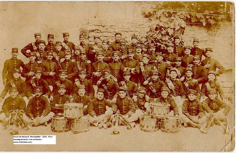 clique du 81ème RI en 1913.jpg - Photo N° 8 : " La clique du 81e régiment d'infanterie" - Montpellier - 1913.