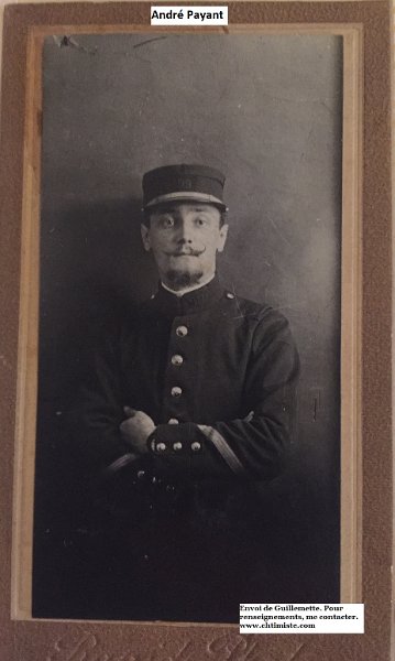 payant.jpg - André PAYANT du 99e régiment d'infanterie - Sergent en novembre 1913 - Blessé 2 fois, dont perte de l'oeil gauche - 