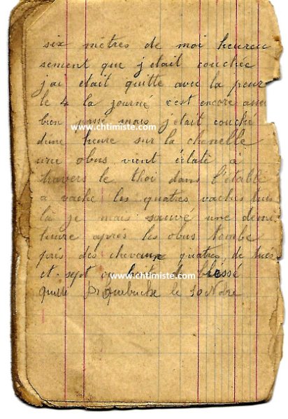 4.jpg - Page du carnet de guerre d'Armand POULAIN du 1e régiment d'artillerie à pied territoriale. Le lire ici :   http://www.chtimiste.com/carnets/Poulain/Poulain.htm