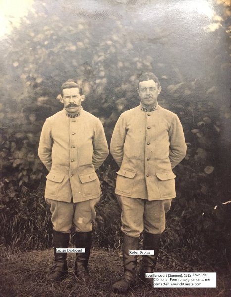 regimentartillerie11 17.jpeg - Photo N° 17 :  Bouillancourt (Somme), 1915 - 2 beaux-frères : Lucien Diologent  et Robert Prouin du 11e régiment d'artillerie de campagne. Tous deux passés au 243 RAC en 1917.