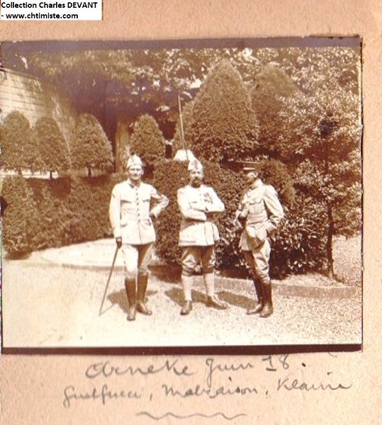 42a.jpg - 42a : Arneke juin 1918 - Antoine GUELFUCCI - colonel MALRAISON - KLAINE.
