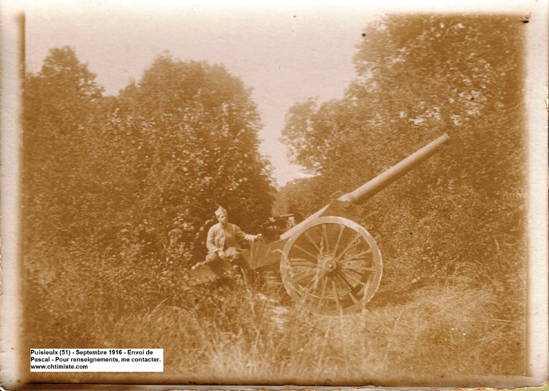 7a.jpg - 7 : Puisieulx - Septembre 1916 - Fausse pièce de 120mm - 32e régiment d'artillerie de campagne.