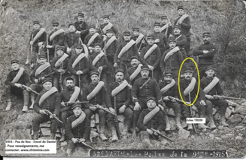 regimentartillerie32 13.jpg - Photo N° 13 : Les poilus de la 9e batterie (pièce ?)  du 32e  régiment d'artillerie de campagne.