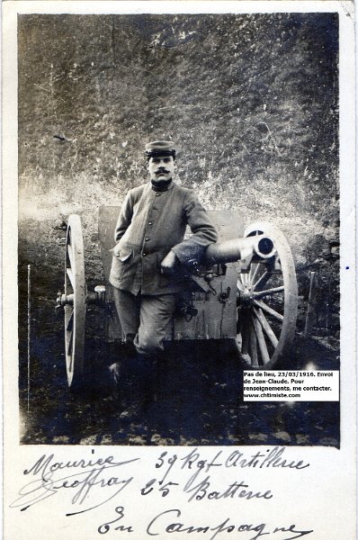39eRAC GEOFFRAY.jpg - GEOFFRAY Maurice du 39e régiment d'artillerie de campagne. 23 mars 1916.