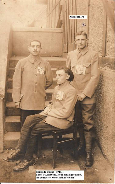 campcassel 25.jpg - Photo n° 25 : André Jean Alexandre BLOT, 21 ans sur la photo, né Aire-sur-la-Lys (62), classe 1915 a été fait prisonnier le 20 mai 1916 à Verdun. Il était à ce moment soldat au 162e régiment d'infanterie.