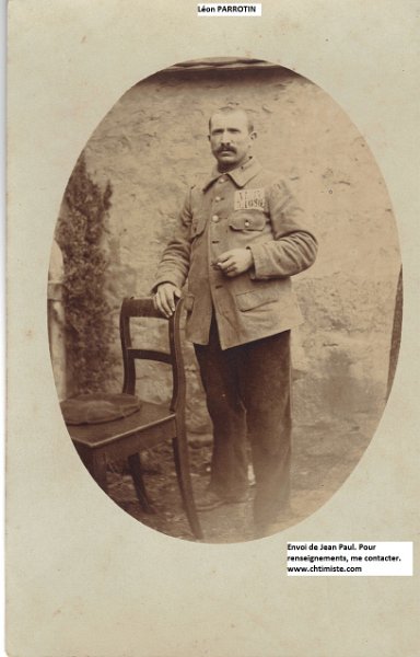 PARROTIN leon1.jpg - Léon PARROTIN, 101e régiment d'infanterie territoriale, prisonnier à Frise en octobre 1914 - Interné au camp de Langensalza.