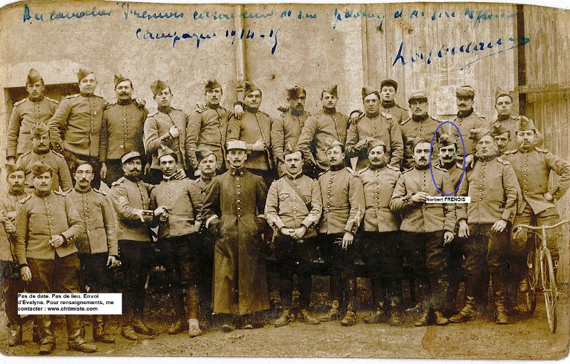 chasseurscheval18 4.jpg - Photo N° 4 : (Sébastien Julien) Norbert FRENOIS est né à Cuisy-en-Almont (Aisne) en janvier 1891. À ses 20 ans, il déclare être cultivateur et intègre le 18ème régiment de chasseurs à Cheval en octobre 1912, régiment dans lequel il débute logiquement la guerre. Il a écrit un carnet de route visible ici : faites un copier/coller   --->   http://www.chtimiste.com/carnets/Frenois/Frenois