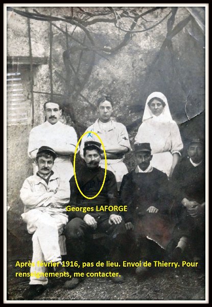 hopitalinconnu148.JPG - 148 : Georges LAFORGE a été blessé, en février 1916,  dans les combats de la Côte du Poivre, à Verdun, par un éclat d'obus.Il était au 127e RI.