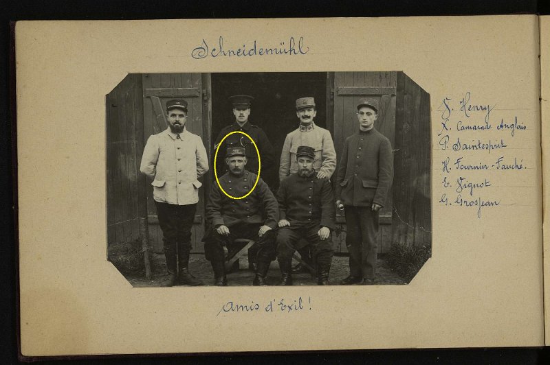 1.jpg - Photo N° 1 : Amis d'exil du camp de Schneidemühl  --   V. HENRY  --  P. SAINTESPRIT  --  H. FOURNIER FAUCHÉ  --  E. VIGNOT  --  G. GROSJEAN - Grande collecte archives de l'Ain