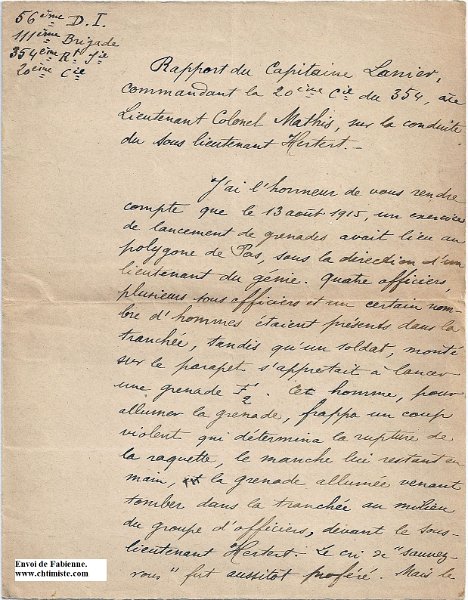 01 Rapport du capitaine G. Lanier 1915.jpg - Rapport du capitaine G. Lanier 1915 : 1