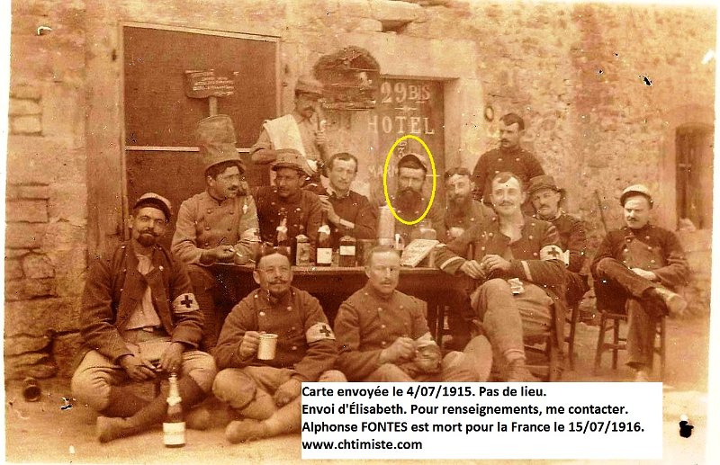 regimentcolonial35 5.jpg - Photo N° 5 : Envoyée le 4 juillet 1915 par Alphonse Fontès né le 6 décembre 1885 à Saint Lauren-Chabreuges, dans la Haute-Loire. Mort pour la France le 15 juillet 1916 à Marcelcave dans la Somme .